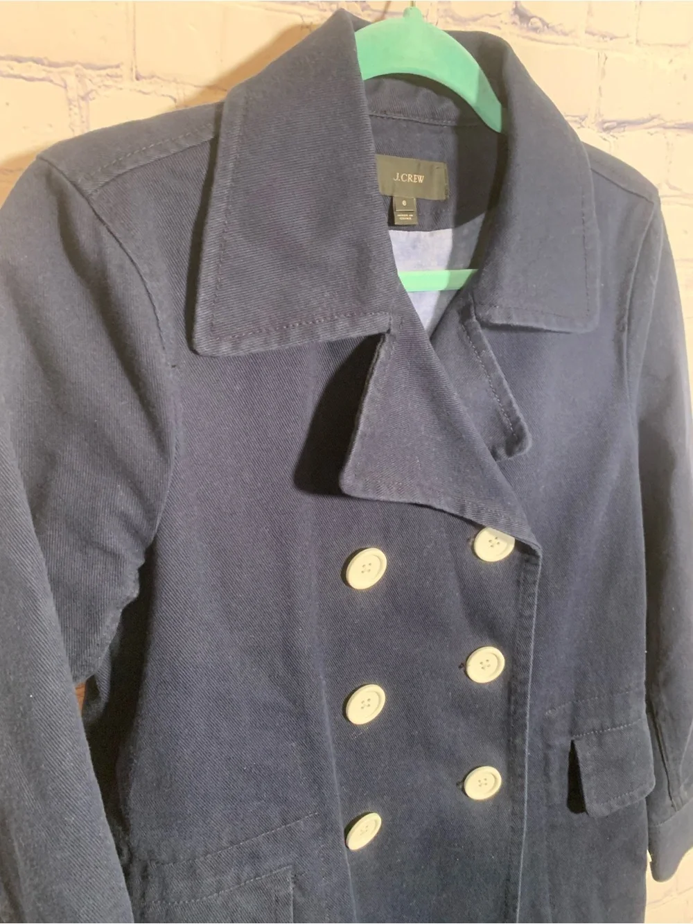 J.Crew Womens Heavy Cotton Canvas Twill Peacoat in Blue Size 6 Preppy Military - Picture 2 of 6